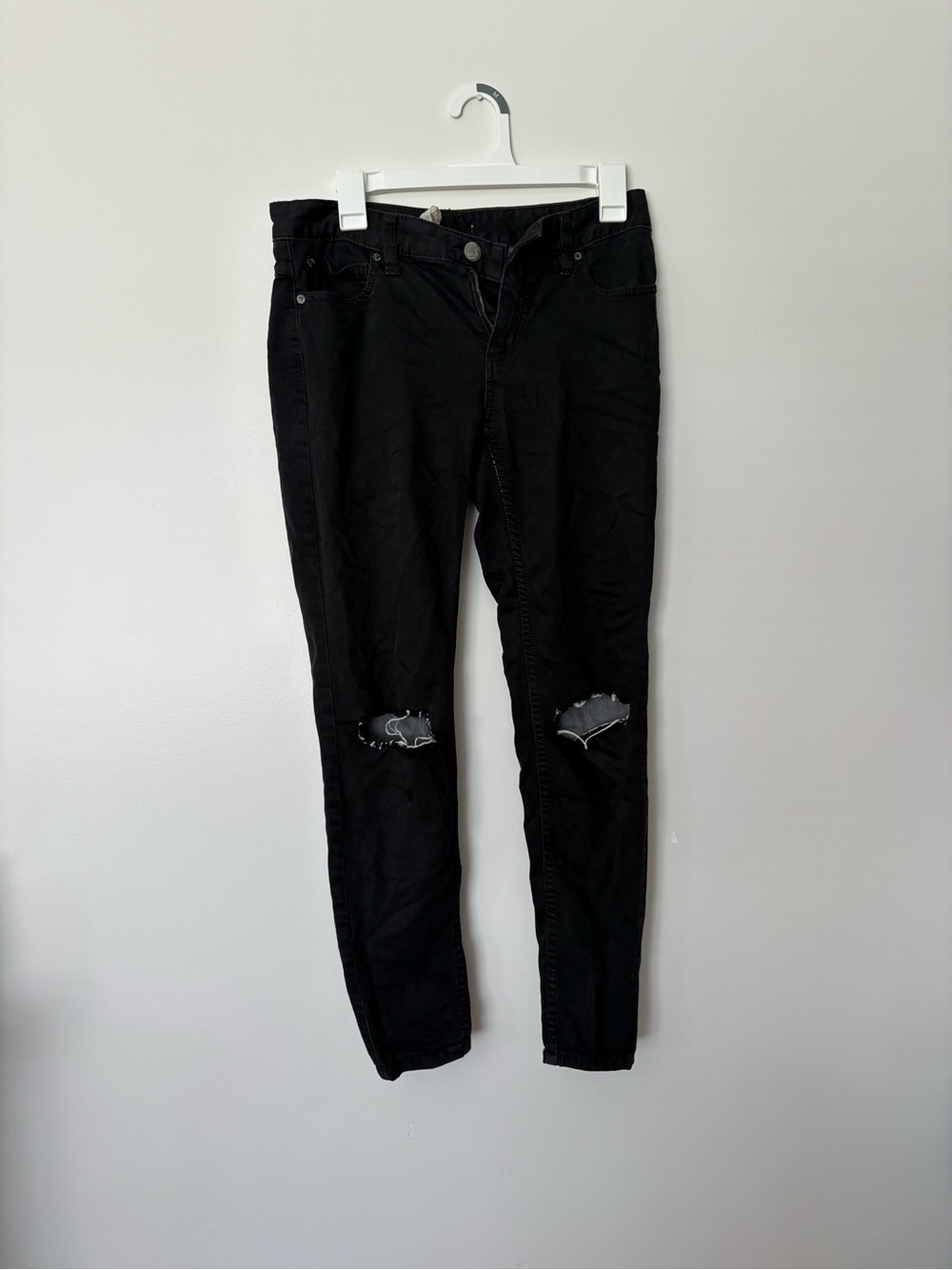 Free People Black Distressed Skinny Jeans